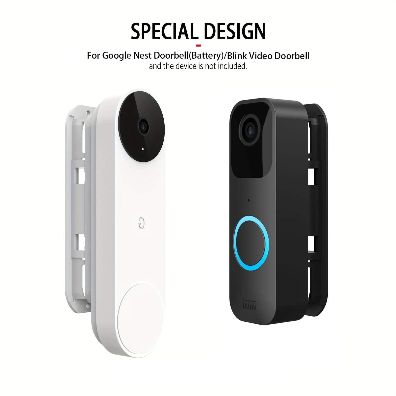 Adatto per Google Nest Doobell (batteria) Staffa per campanello video lampeggiante Staffa di rotazione del campanello visivo regolabile ad angolo