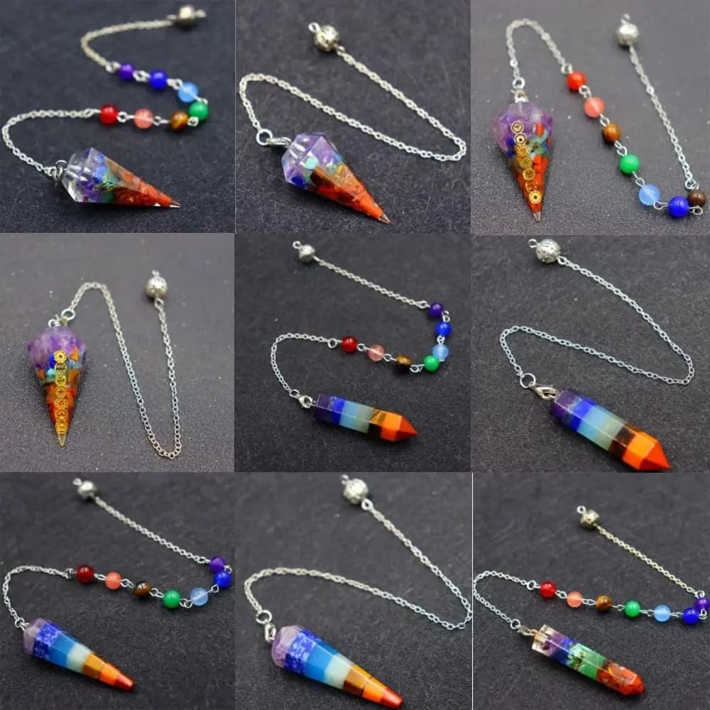 Gioielli di moda ciondolo a pendolo Reiki nuovo regalo di Design 7 Chakra Orgonite amuleto catena piramide esagonale