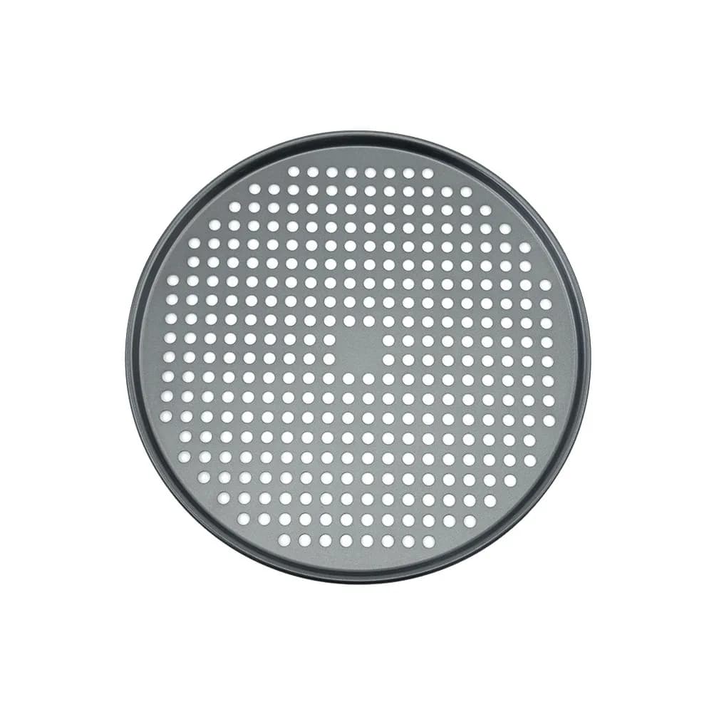 Teglia per Pizza Antiaderente Lucida in Acciaio al Carbonio, Perforata, Facile da Pulire, Utensile da Cucina