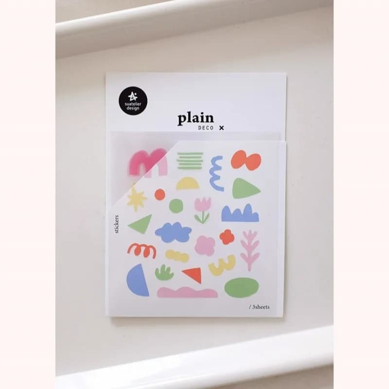 Suatelier Plain Series DIY Stickers for Scrapbooking Junk Journal Sign Mark Dot Strip Arrow Heart Shape Cutting Dies Sticker