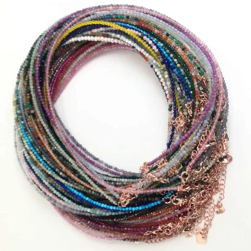 Collane regolabili da 2-3 mm per donna Bracciale con perline angolari Agata Cristallo di quarzo con accessori a catena per gioielli girocollo