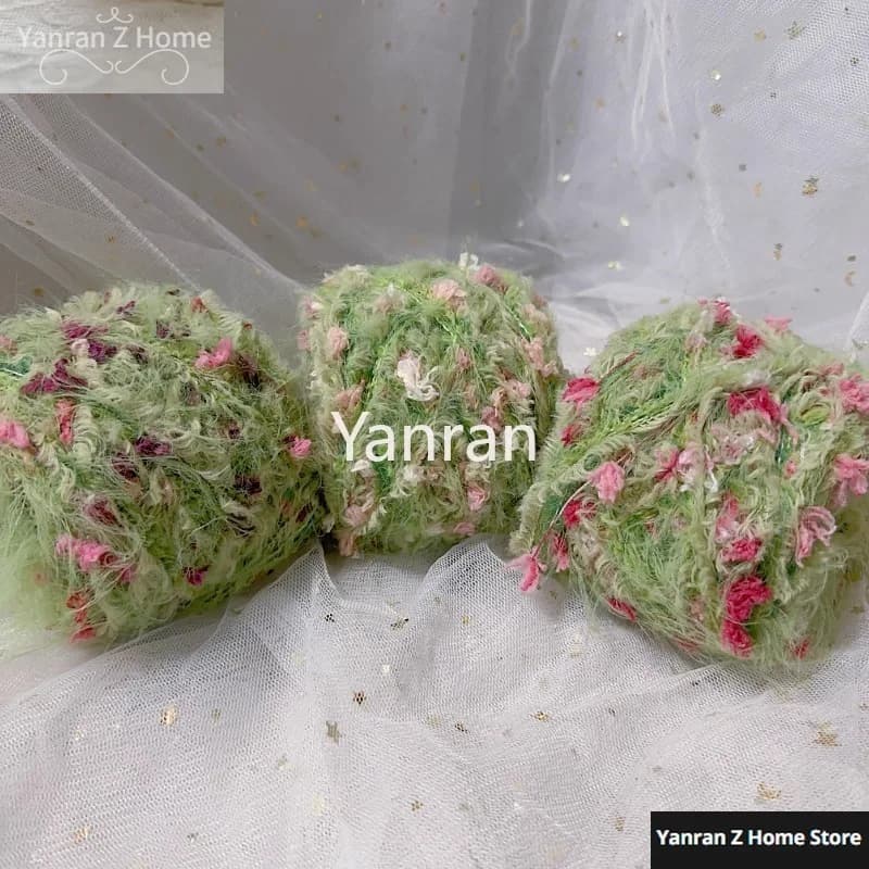 New green series hand mixed yarn fur fish tail mixed wool handmade DIY crochet woven hand book hair ring clip decor yarn 50g