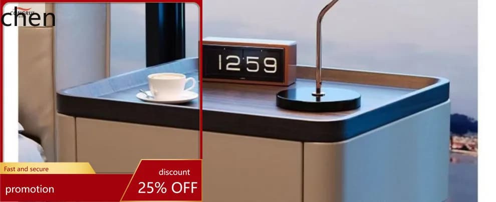 HT Portaoggetti in legno massello Comodino di lusso leggero di fascia alta intelligente Comodino per camera da letto Casa moderna Semplice con blocco password