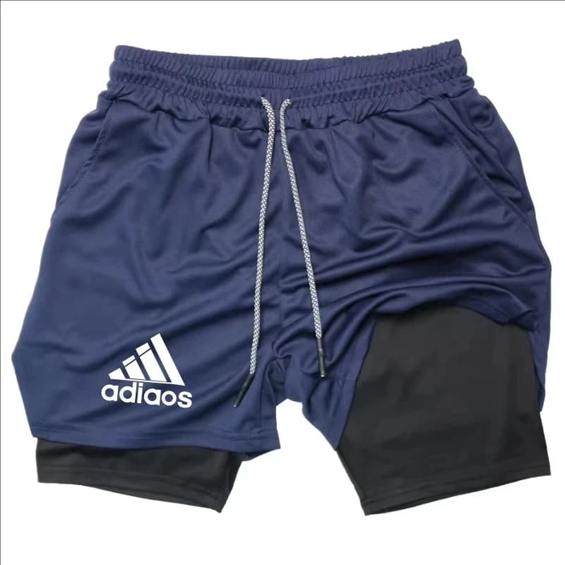 Pantaloncini da corsa 2 in 1, adatti per leggings fitness da uomo, con tasca per telefono e semplice stampa di lettere per pantaloni sportivi estivi