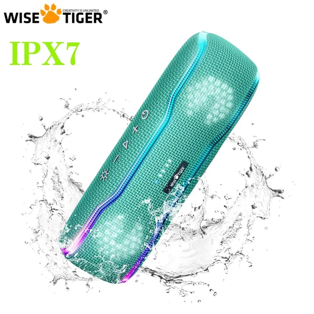 WISE TIGER F10C Altoparlante esterno Altoparlante Bluetooth IPX7 Altoparlante impermeabile Altoparlante stereo surround con luci colorate