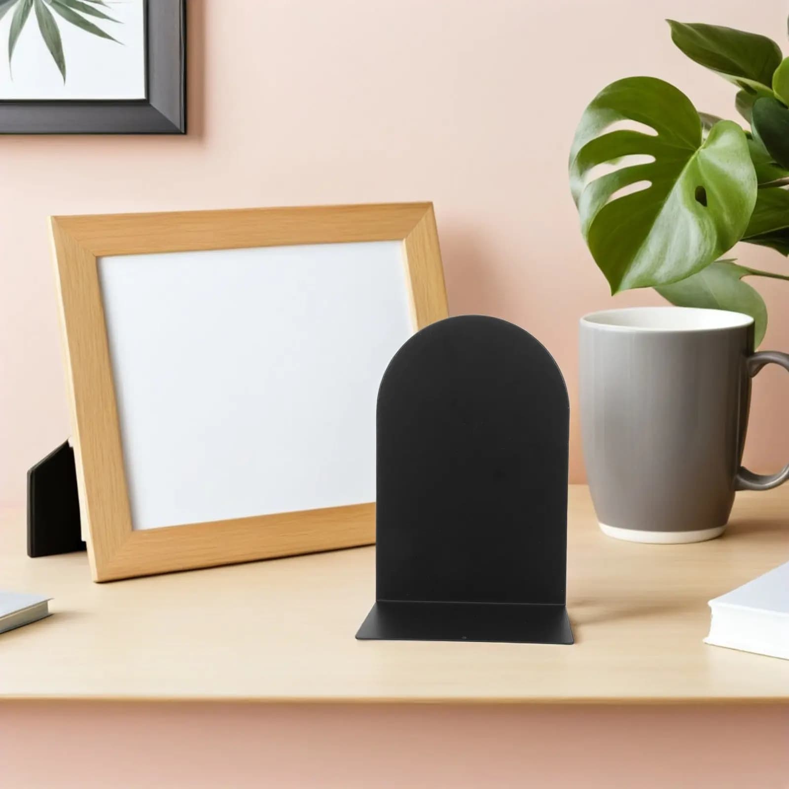 4 Pezzi Fermalibri a L in Metallo Stabili per Ufficio Casa Scuola, Organizzatore Libri da Scrivania Resistente, Supporto per Scaffali Nero