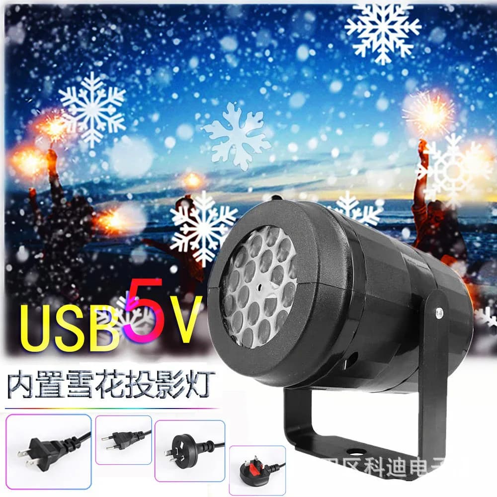 Lampada per proiettore natalizio a 16 modelli Spina USB/UE Fiocco di neve Atmosfera di Halloween Lampada decorativa Effetto di illuminazione scenica per le vacanze Caldo