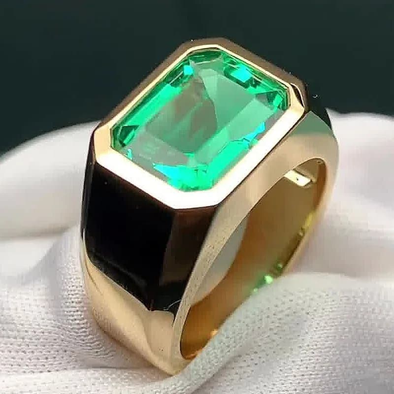 Anelli da uomo e da donna personalizzati di lusso leggero intarsiato con zirconi verdi semplici alla moda europei e americani