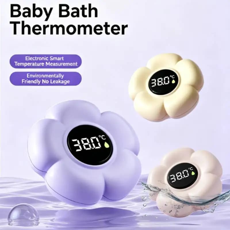 Baby Bath Thermometer - Digital Floating Water Thermometer with LED Display & Color Alerts for Infants, Cute Bath Tub Sensor