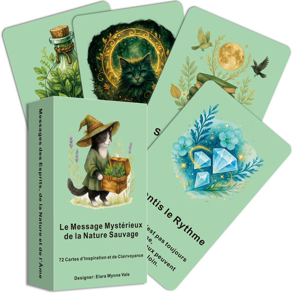 Mazzo di carte Oracle francesi, carte dei tarocchi francesi, il misterioso messaggio del selvaggio, 72 carte di ispirazione, giochi di carte, 12 * 7 cm