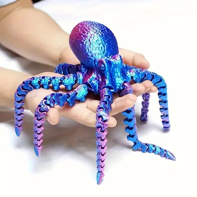 3D Printed Octopus Figurine - Flexible Joints Design, Home Office Desk Decor, Ideal Ocean Animal Gift Toy