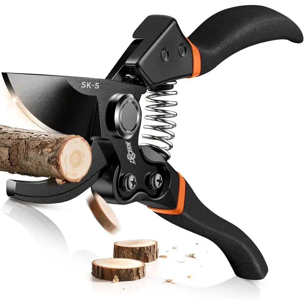 Proportional Pruning Shears - Cuts 4X Easier with Ultra Japanese Steel Titanium Blade, Arthritis Friendly Garden Scissors & Plan