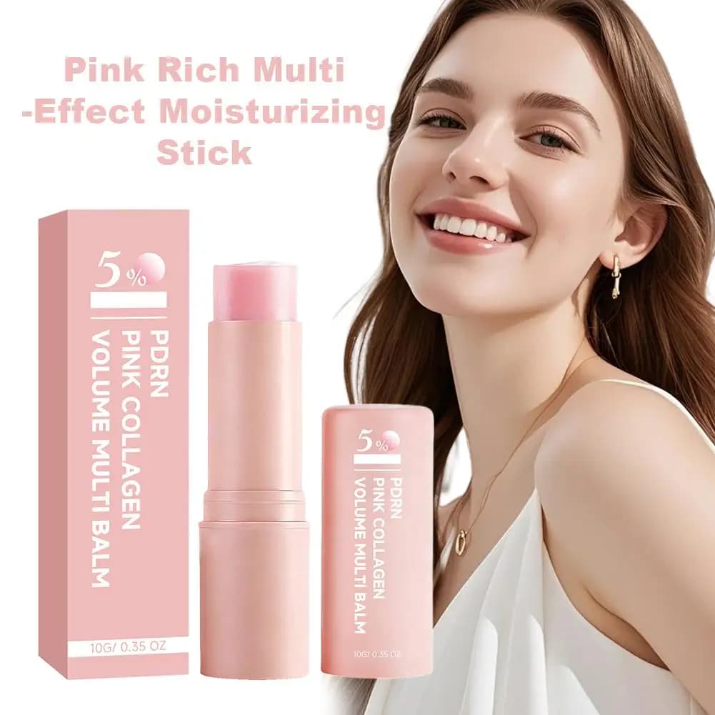1/2/3 Pezzi PDRN Collagene Rosa Stick Multi-Balsamo Volumizzante Idratante Antirughe per Viso, Labbra, Occhi, Collo, Base Trucco Nutriente