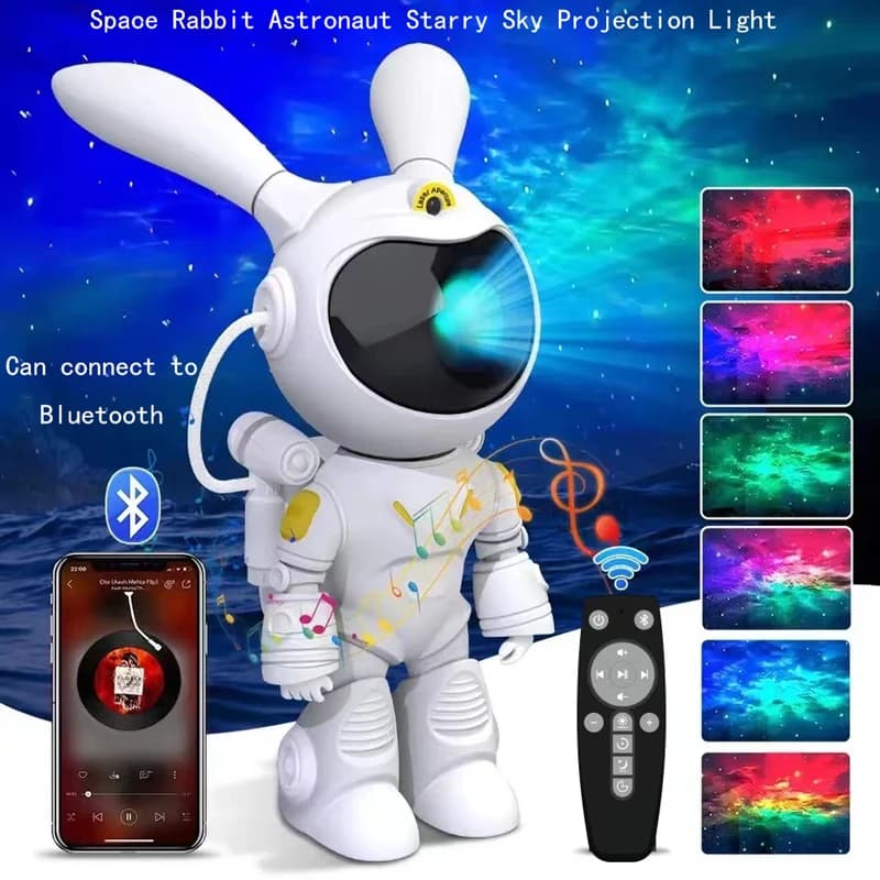 Astronaut Bluetooth Bunny Projection Starry Atmosphere Lamp Bedroom Room Astronaut Projector Night Light