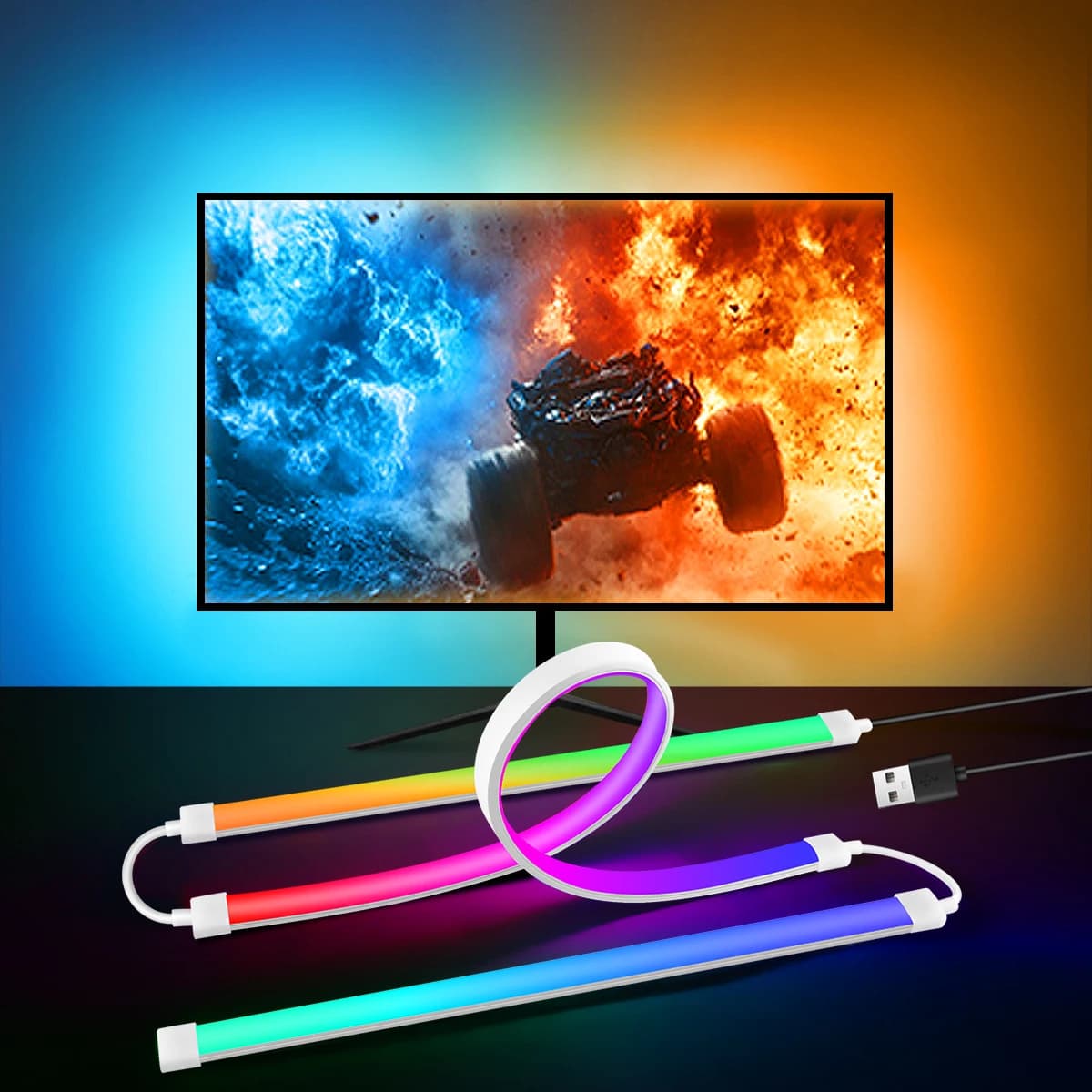 RGBIC LED Strip Synchronized with PC Monitor, Screen Retro Lighting, Decorative Lights Compatible with Windows / iOS Systems