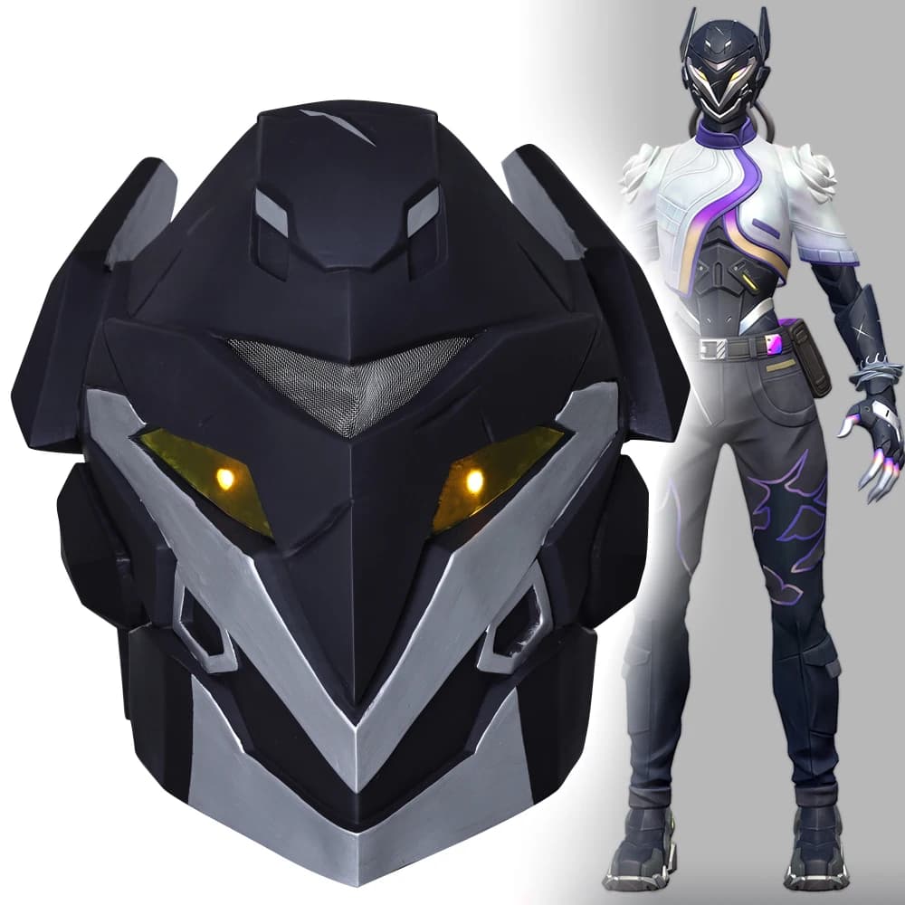 Gioco VALORANT Cosplay Casco Vyse con maschera facciale in PVC a luce LED per oggetti di scena per feste di Halloween per adulti