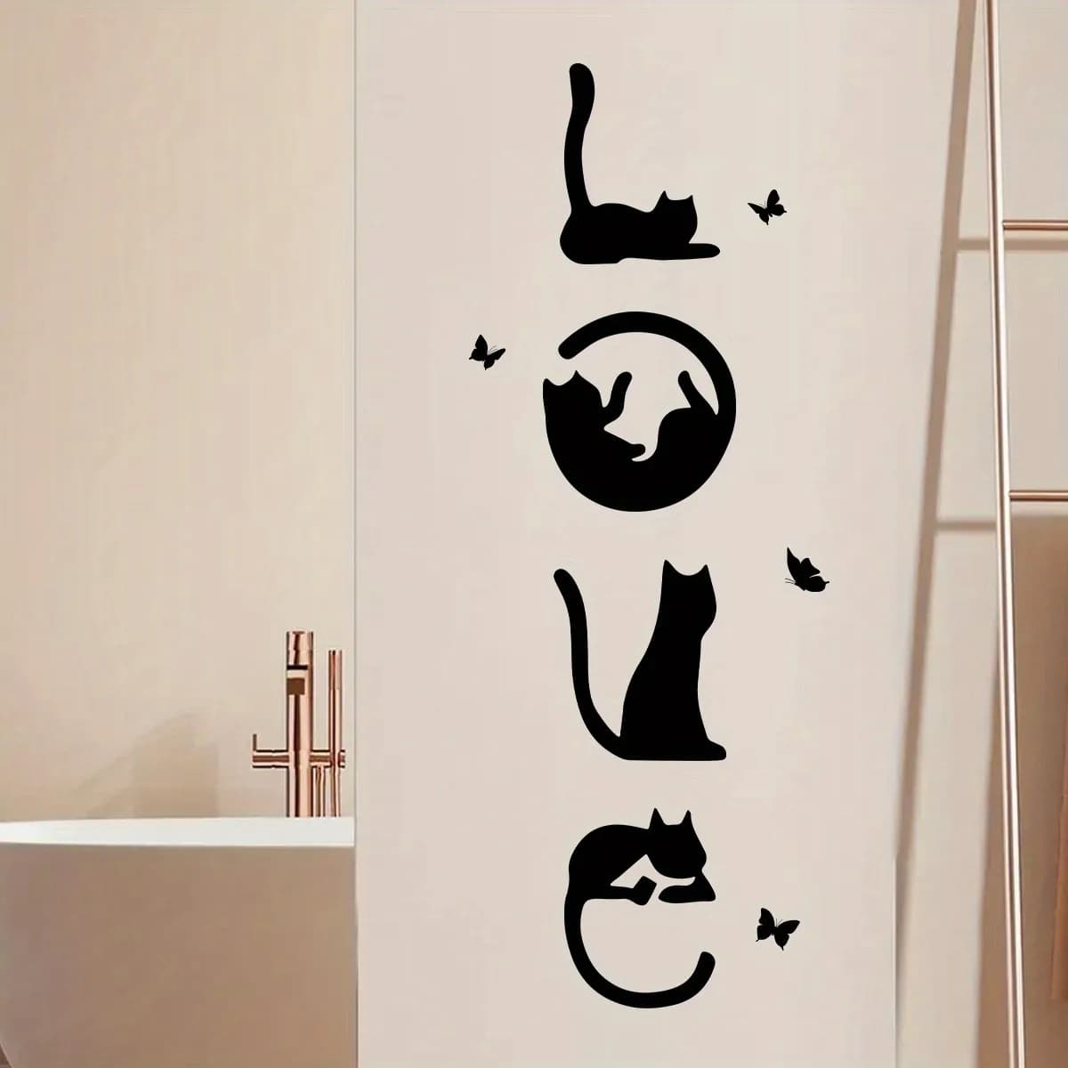 Rotolo di carta da parati in vinile per gatti, mobili decorativi per adesivi per WC, accessori per la decorazione della casa in PVC fai da te