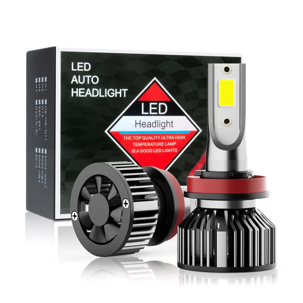 Lampadina LED per Fari Auto H4 H11 H7 Mini, 12000LM 6000K Senza Punti Scuri, Kit di Conversione per H1 H13 9005 HB3 9006 HB4