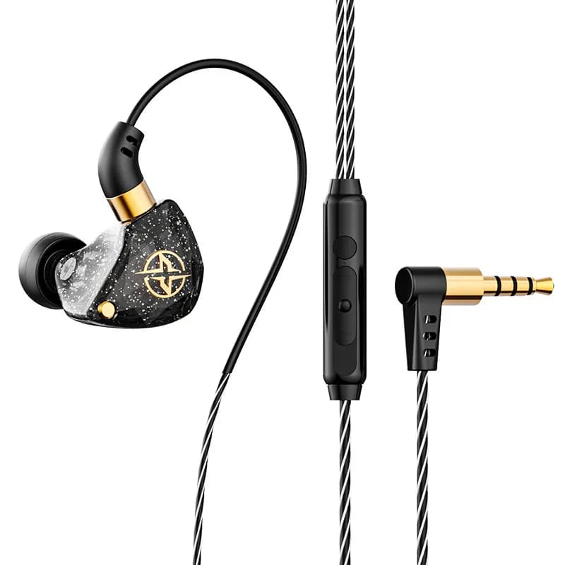 Auxiliary HiFi Cablati X6 with 3.5mm Jack, Dual Dynamic Driver, Low Powers, Microphone Integrated, Acoustic Insulation, Stereo, for Musicians/Players/Sports