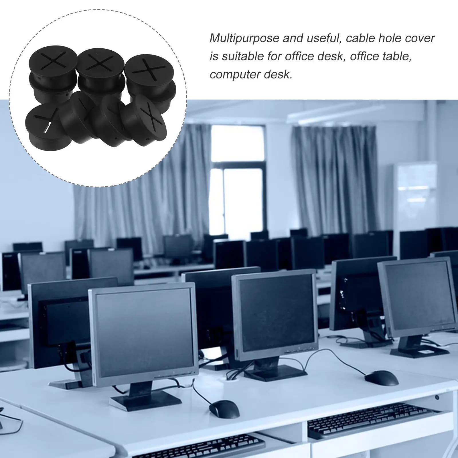 10Pcs Round Cable Hole Cover Desk Grommets Plastic Wire Organizer Easy Install Wire Management for Office Home Workspace Tidy