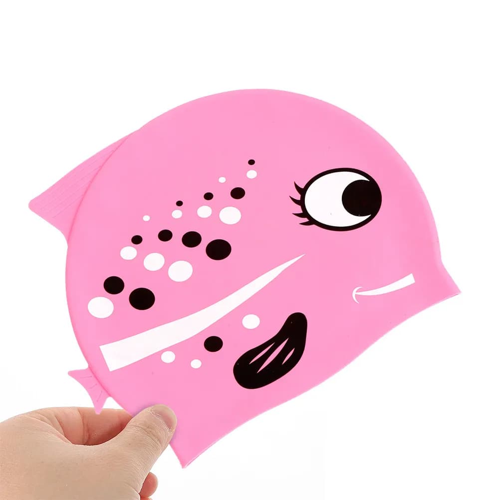 2Pcs Silicone Swim Caps Waterproof Cartoon Fish Design Soft Comfortable Swimming Hats for Pool Beach