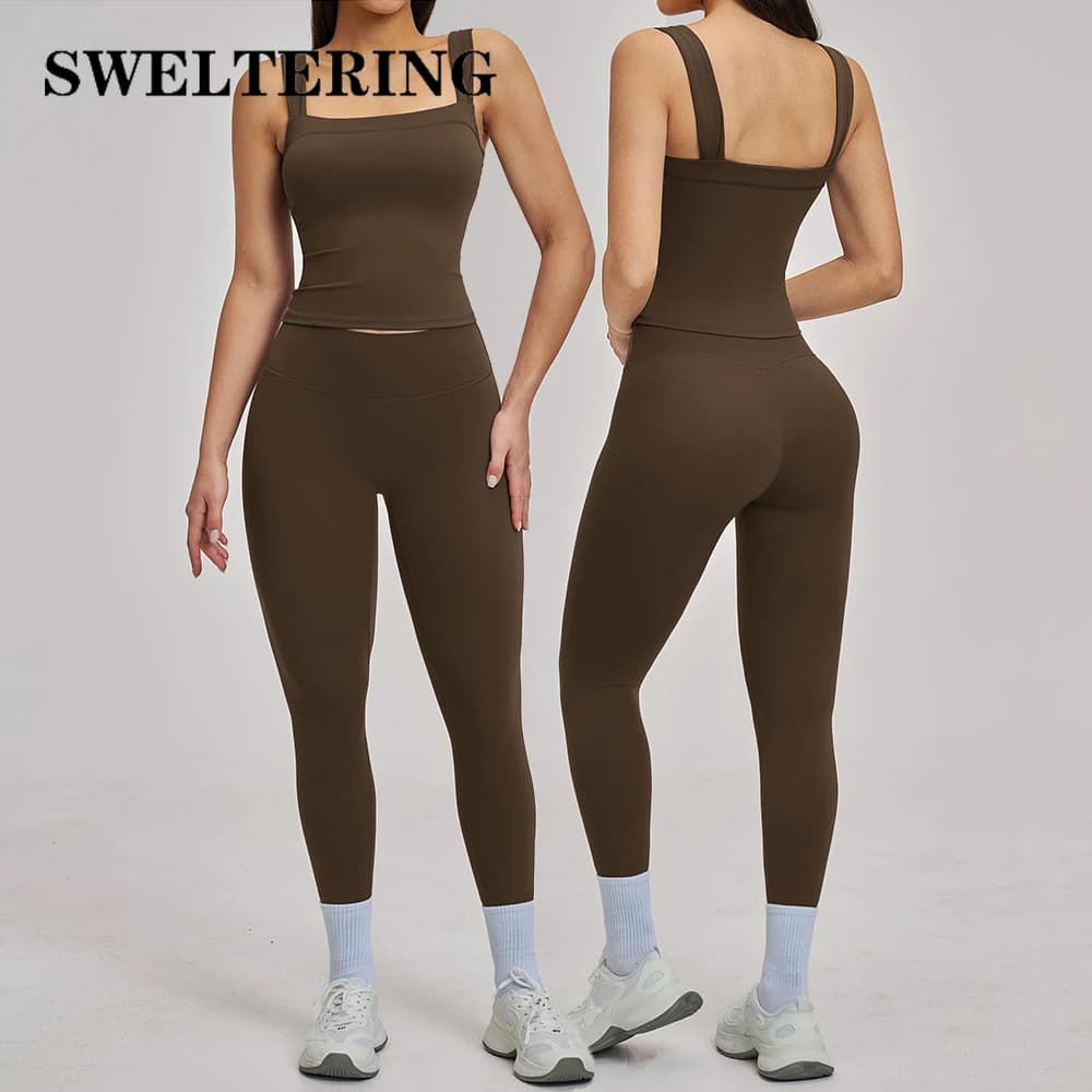 Tuta da Donna 2 Pezzi, Set Yoga, Abbigliamento Fitness, Abbigliamento Sportivo, Leggings a Vita Alta, Completo da Allenamento, Abbigliamento Sportivo Femminile