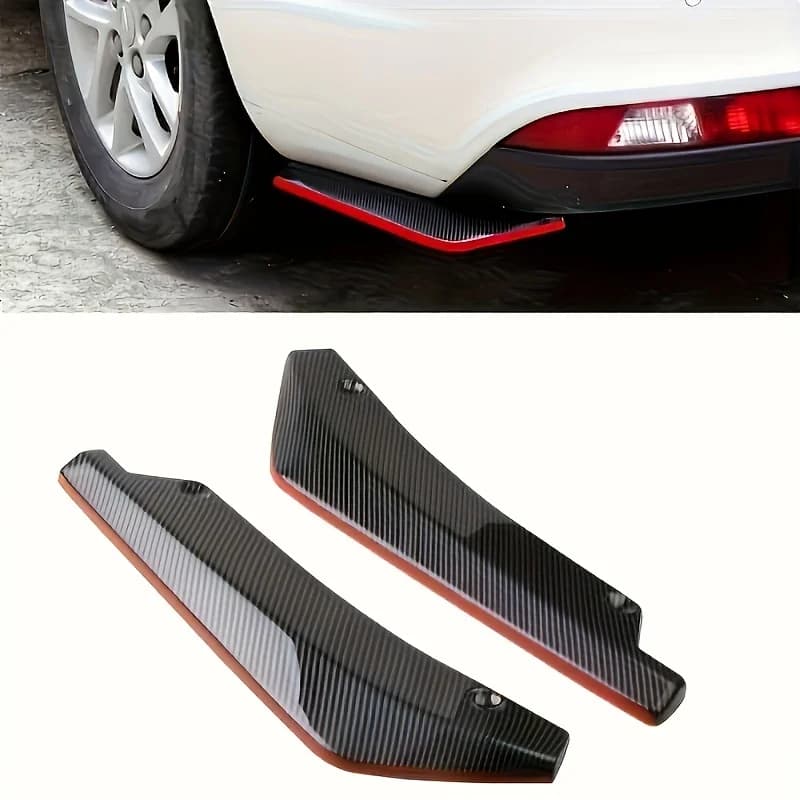 1 pair of carbon fiber fins extension side skirt auto bumper front strip lip spoiler diffuser splitter protection scratch