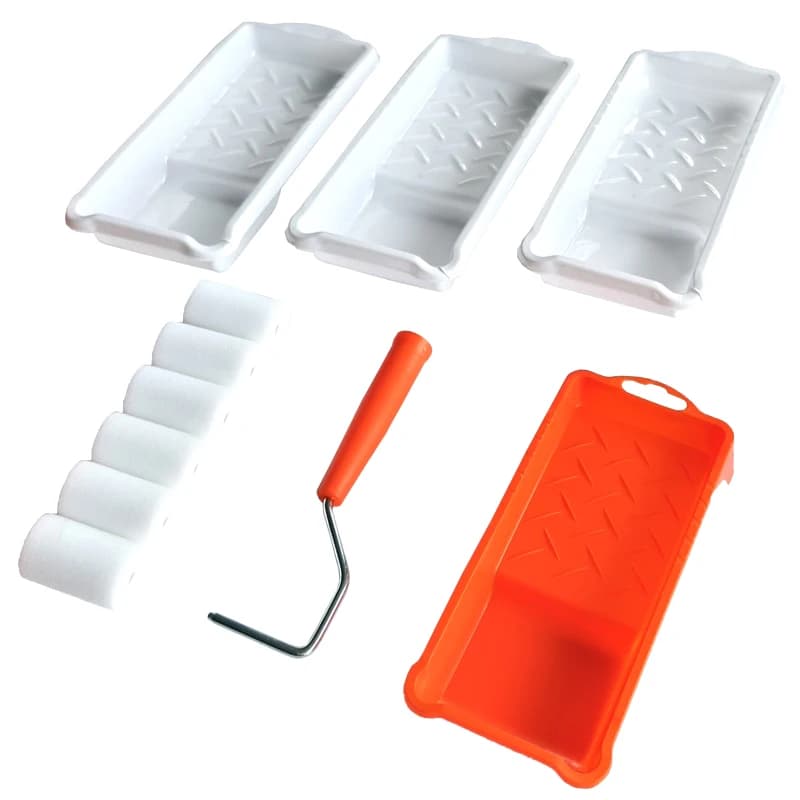 Kit mini rullo per pittura in schiuma da 2'', strumenti di pittura resistenti. Include rivestimento per vassoio, ideale per rivestimenti murali di precisione e pittura per interni.