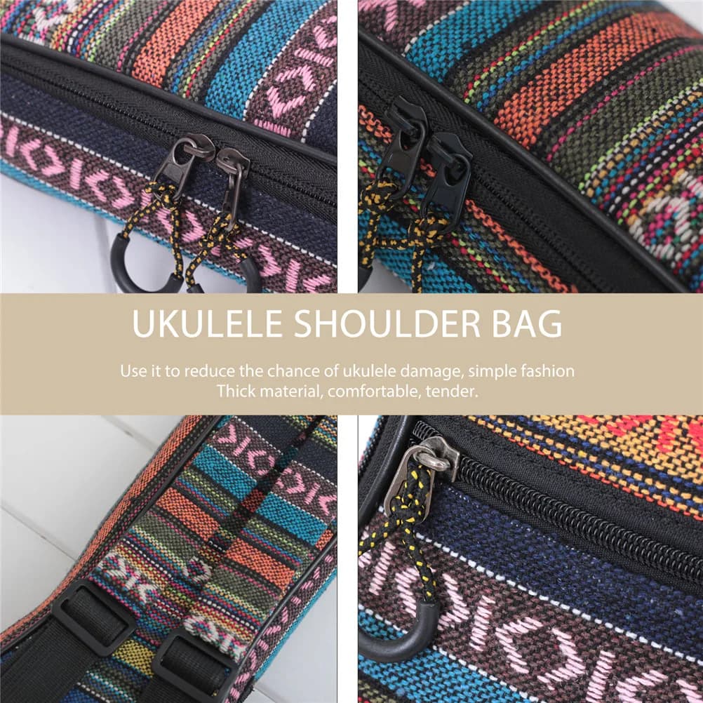 Borsa Premium per Ukulele, Custodia a Tracolla in Cotone Spesso, Borsa Protettiva Portatile con Cerniera per Performance all'Aperto