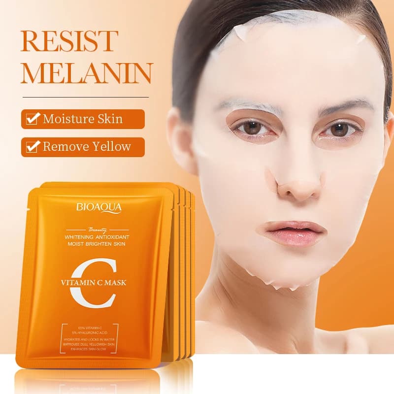 BIOAQUA Maschere per il viso sbiancanti alla vitamina C Idratante Anti-età Anti rughe Maschera idratante Prodotti per la cura della pelle del viso