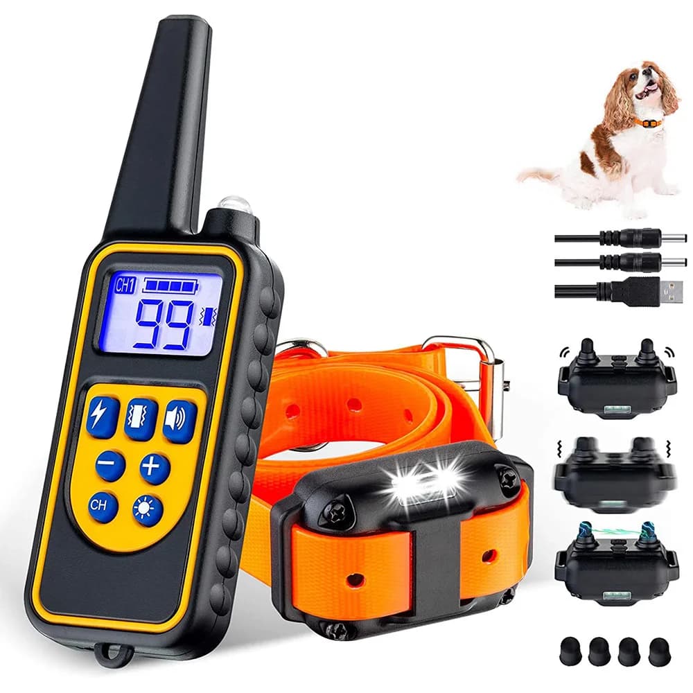 Collare di addestramento elettrico per cani da compagnia Collare di addestramento antiurto Telecomando elettronico Impermeabile ricaricabile