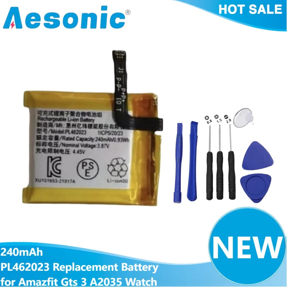 Nuova batteria sostitutiva agli ioni di litio ai polimeri PL462023 da 240 mAh con batterie per strumenti per Amazfit Gts 3 A2035 Smart Sports Watch