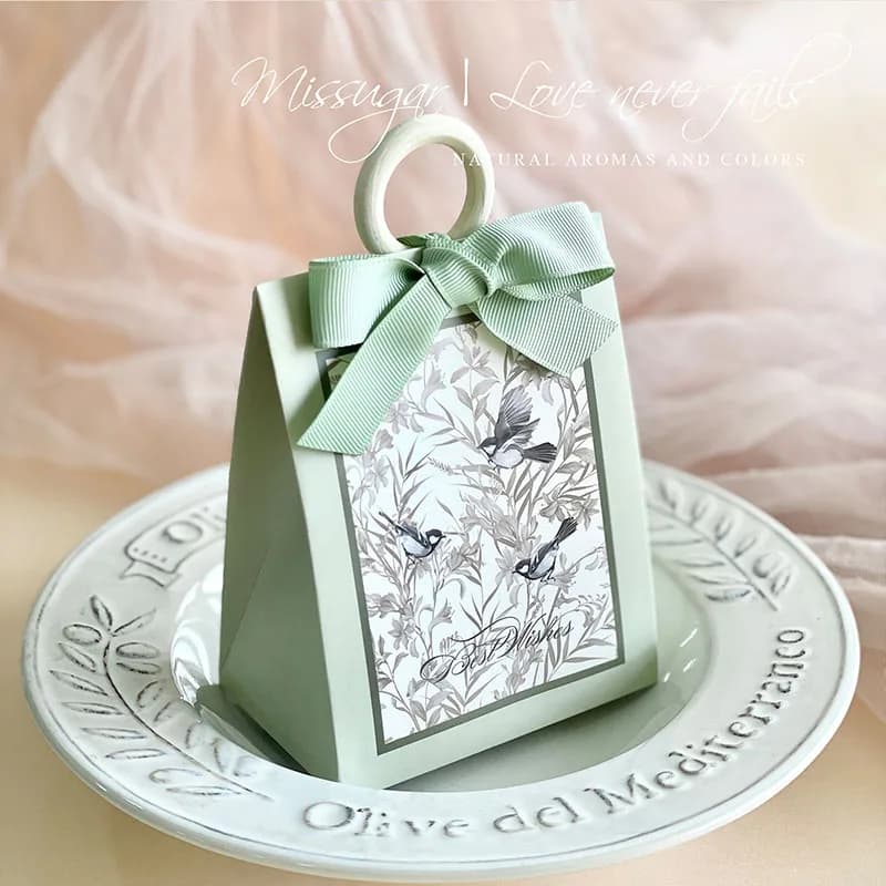 Fiori uccelli e foresta scatola di caramelle di nozze con anello di legno bomboniere fai da te festa di compleanno scatola di imballaggio regalo di gelatina scatole di carta vuote