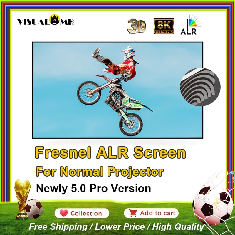 Schermo di Proiezione VisualMr Top Fresnel 5.0 Pro ALR a Telaio Fisso, Reiezione della Luce Ambientale, Ideale per Proiettori Normali 4K HD, Cornice da 1cm