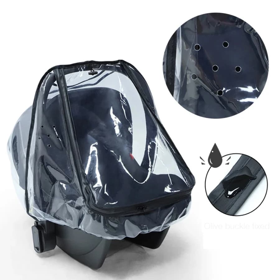 Seggiolino di sicurezza per bambini Copertura antipioggia Trasparente EVA Passeggino Carrozza Copertura antipioggia Copertura antipolvere Doppia cerniera Accessori per passeggino