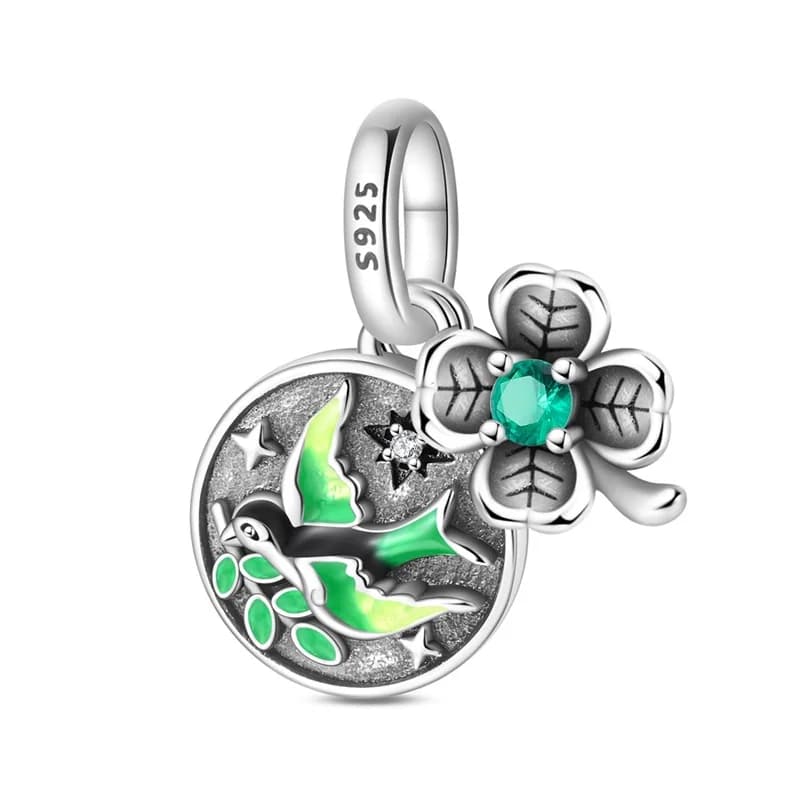 Nuovo Ciondolo Amuleto Hope Swallow in Argento Sterling 925 con Zirconi CZ, Adatto per Bracciale Originale, Gioielli Fai-da-Te per Donne, Regalo di Compleanno
