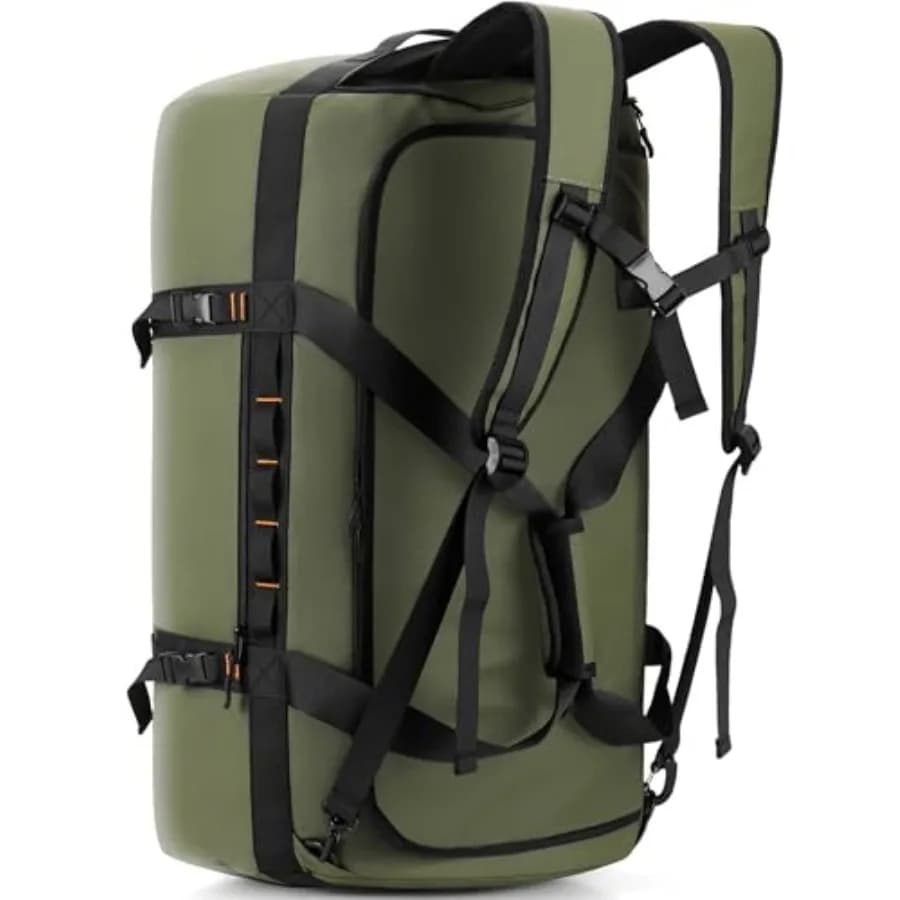 Borsa da Viaggio Impermeabile Grande 60L per Uomo, Zaino Resistente Verde con Materiale Durevole