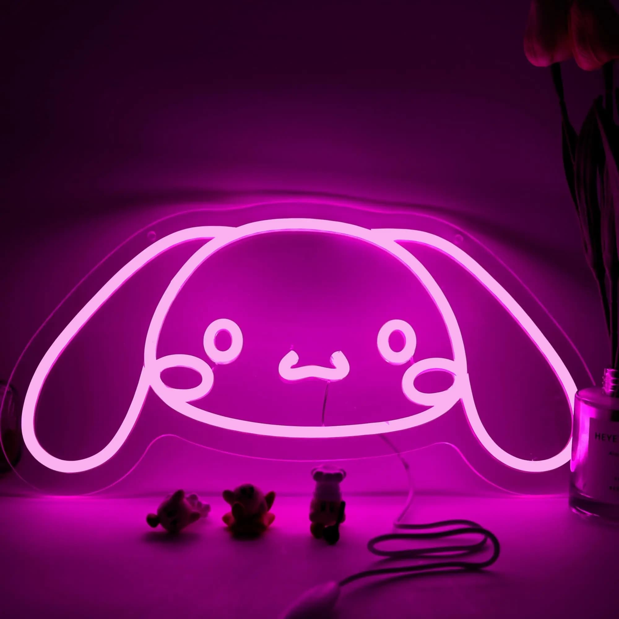Insegna Luminosa LED Neon Rosa Sanrio Laurel Dog, Dimmerabile USB, Animale Kawaii per Cameretta Bambine, Asilo Nido, Sala Giochi, Decorazione Murale Carina, Regalo