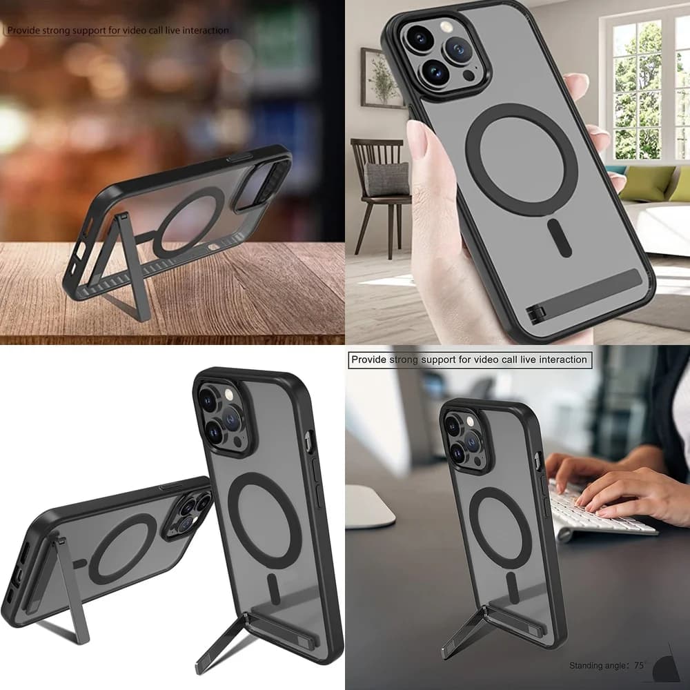 Magnetic Anti-Yellow Phone Case with Kickstand for iPhone 15 14 13 12 Plus 11 16 Pro Max 17 Air Cases, Mobile Cover Wholesale