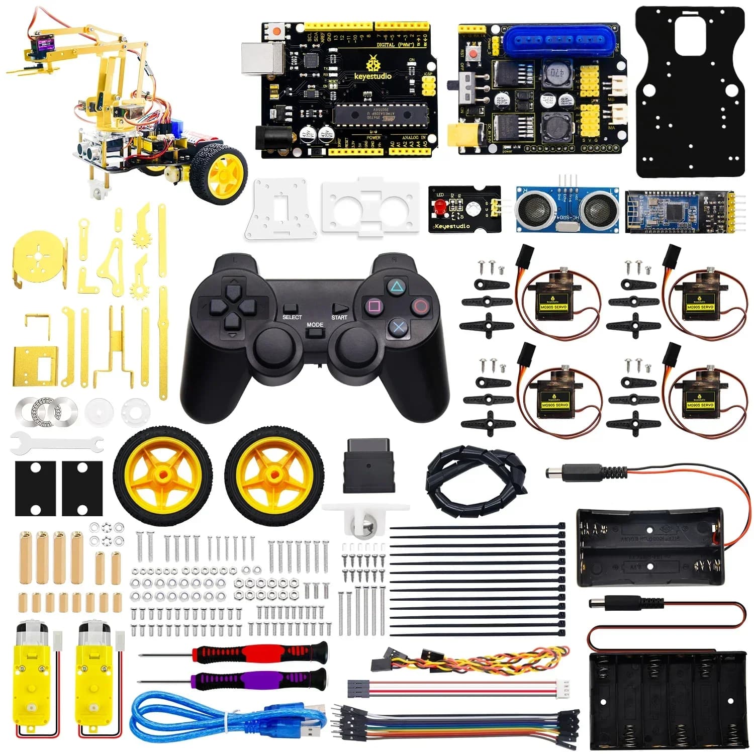 Keyestudio 4DOF Kit for auto robot with metal arm with PS2 controller Bluetooth compatible kit for robot arm kit Arduino/support Android and IOS