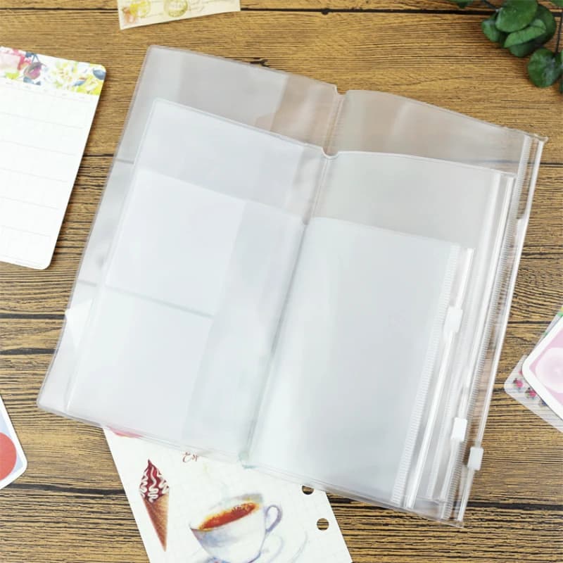 Borsa con cerniera in PVC per notebook dei viaggiatori Midori, diario, pianificatore, accessorio, porta carte, standard/tasca/passaporto