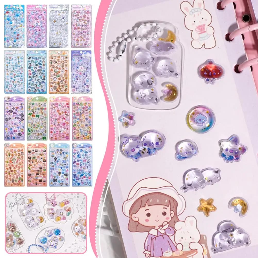 Adorabile set di adesivi 3D in schiuma, decorazioni in rilievo per bambini, fai da te, scrapbooking, quaderni, agenda, set regalo per artigianato