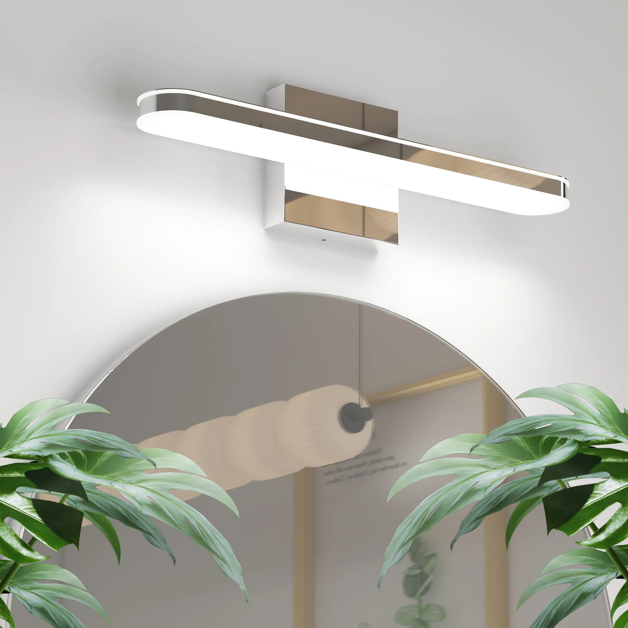 L002015-L400-W1C Luce frontale a specchio in stile moderno, Risparmio energetico, Impermeabile, Antiruggine, Certificato di sicurezza elettrica, Adatto per lavabo da bagno, Sorgente luminosa a LED, Dimmerabile, Design semplice