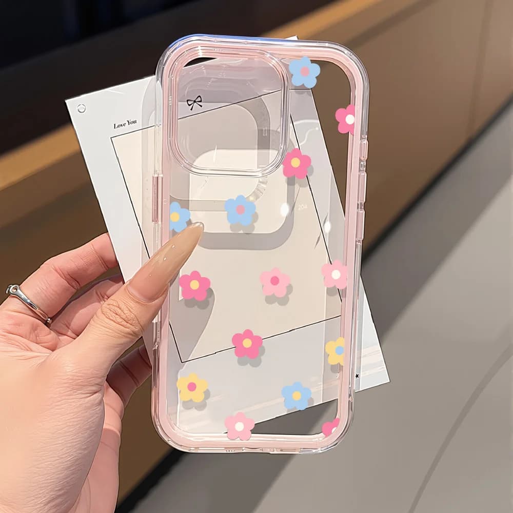Custodia Trasparente con Fiori per Samsung S26 Ultra S25 A57 A56 A35 A36 A37 A26 A16 A17 A07 A06 A05, Cover Morbida Antiurto 2 IN 1