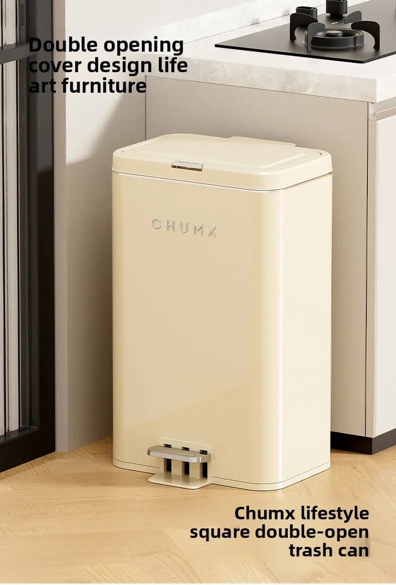 HYS Trash Can Household Premium Large Capacity Living Room Bedroom Bathroom Foot Press Double Open Lid Trash Can