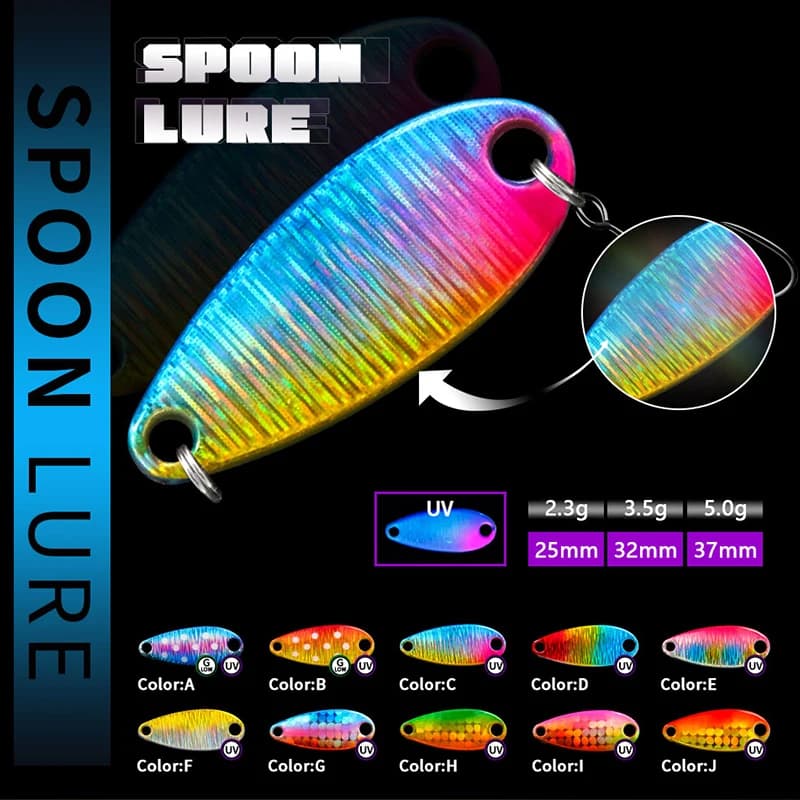 Cucchiaio giapponese esca 2.3g 3.5g 5g Laser Spinner UV cucchiaio luminoso richiamo di pesca fiume flusso d'acqua dolce spigola luccio trota