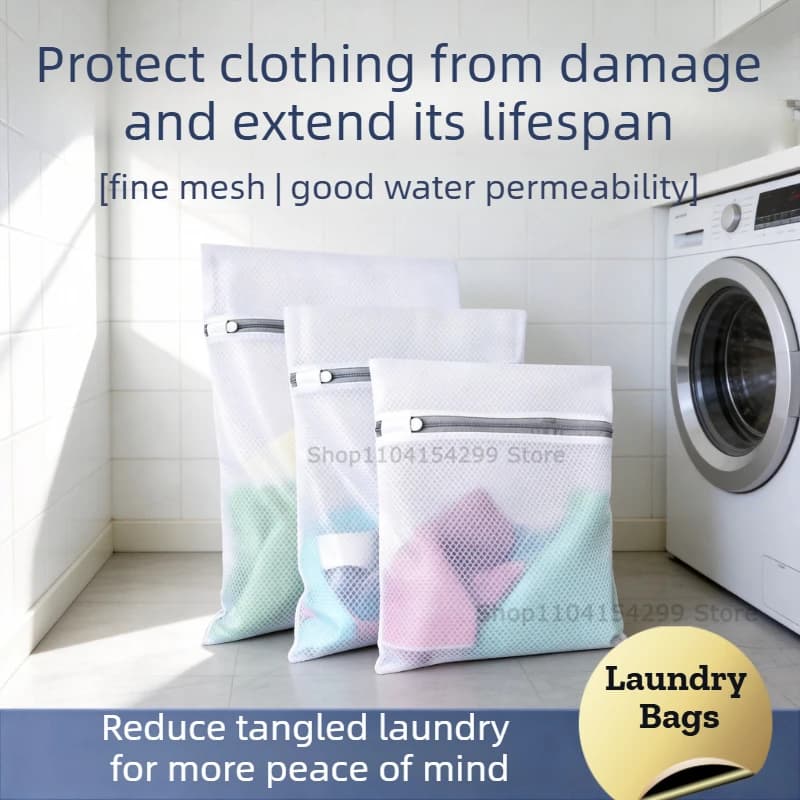 Versatile Laundry Bag for Washing Shoes Washing Machine Laundry Bag Large Mesh Reusable Zipper Net Anti Deformation Laundry Bag