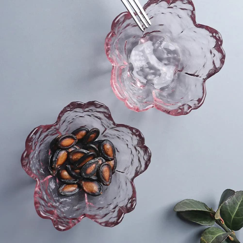 Set di 5 Piattini in Vetro a Forma di Fiore di Ciliegio, Porta Condimenti, Piattini per Aromi, Accessori per la Casa, Ciotole per Spezie