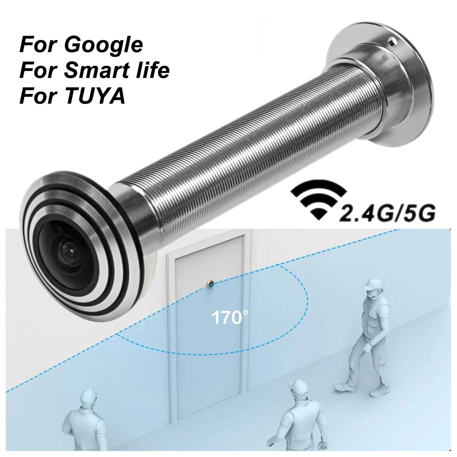 Telecamera per visore della porta 5G Dual Band WiFi obiettivo grandangolare controllo APP porta Eye Hole Camera 100/240V allarme di rilevamento del movimento per la casa
