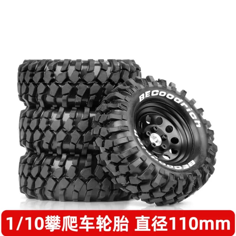 Cerchi in metallo da 1,9 pollici con beadlock non incollati per RC Crawler 1/10, pneumatici da 110 mm di diametro per camion RC fuoristrada TRX4 SCX10 NT4